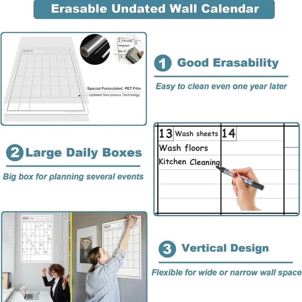 Dry Erase Planning Calendar. Missing the eraser and pushpins.